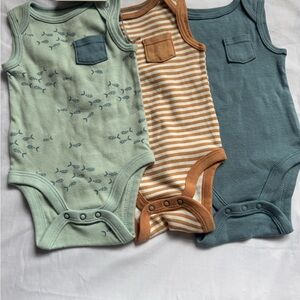 Set of Three Sleeveless Baby Bodysuits